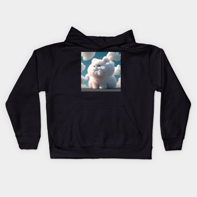 Fluffy Cloud Cat Kids Hoodie by D3monic